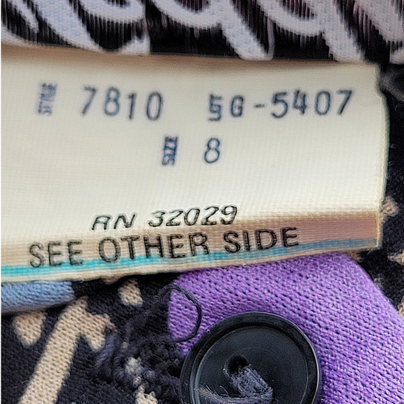 Teddi California Vintage 70s Sheer Tropical High Collar Long Sleeve Blouse Top - Picture 11 of 13